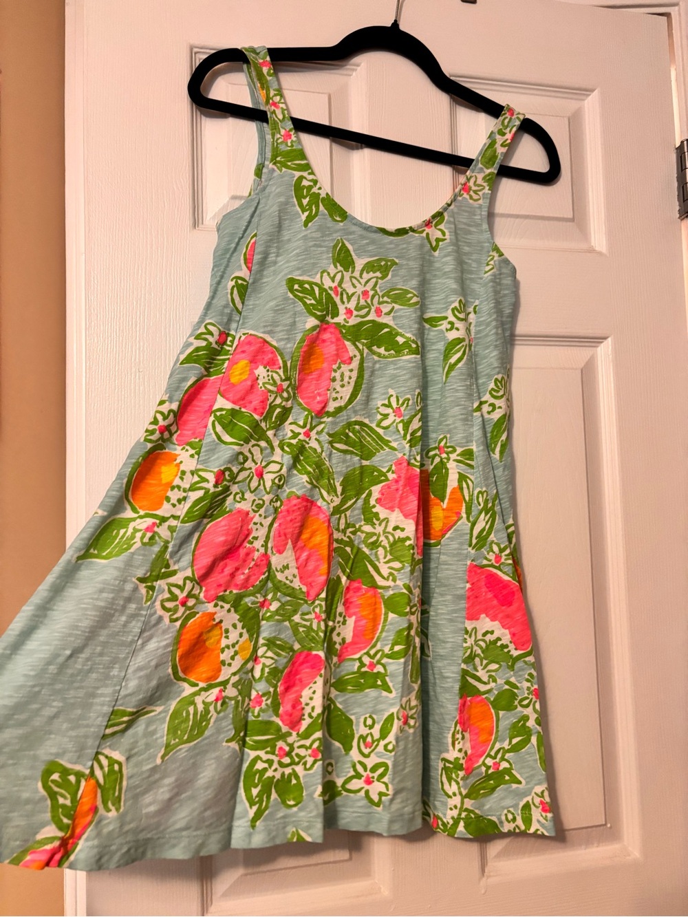 Lilly Pulitzer Green Tank Mini Dress with Pink & Orange Fruit Print